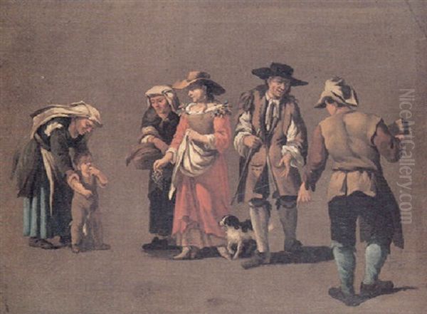 Studies Of Peasants Oil Painting by Pieter van Bloemen