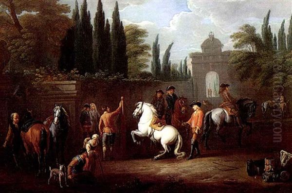 The Riding Academy, Rome Oil Painting by Pieter van Bloemen