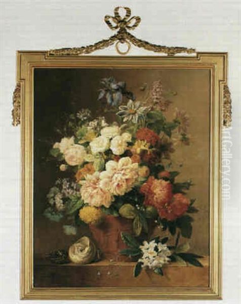 Still Life With Flowers In A Terra Cotta Vase Oil Painting by Arnoldus Bloemers