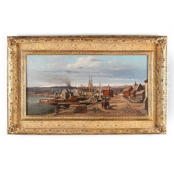 St. Lawrence River Town Oil Painting by Francois de Blois