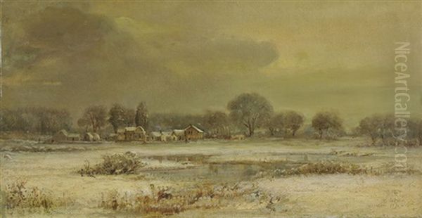 Valinell, France In Winter Oil Painting by Francois de Blois