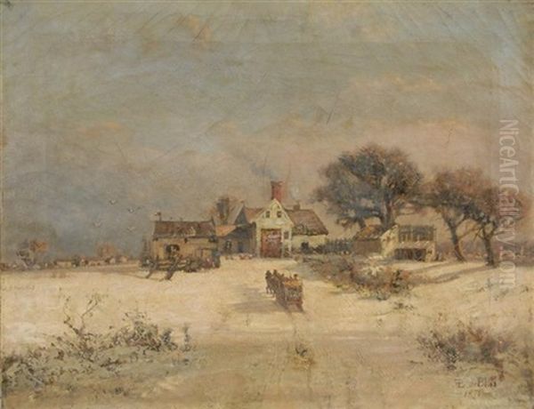 Sleighing In Winter Oil Painting by Francois de Blois