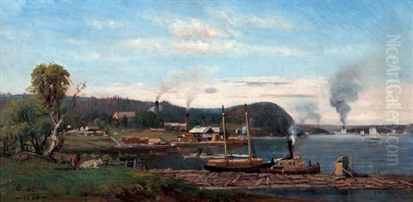 Lumbering On The St. Lawrence Oil Painting by Francois de Blois