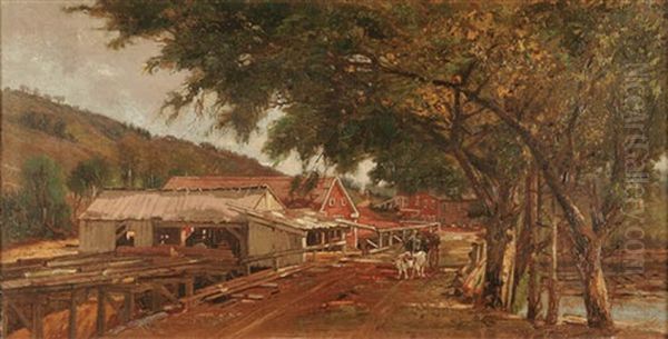 Sawmill On The St. Croix Oil Painting by Francois de Blois