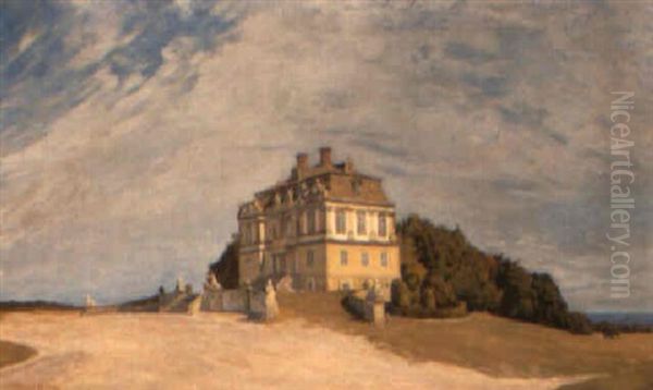 A Mansion By The Sea Oil Painting by Gerhard Lichtenberg Blom