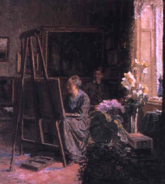 In The Studio Oil Painting by Gerhard Lichtenberg Blom