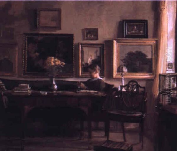 A Relaxing Moment Oil Painting by Gustav Vilhelm Blom