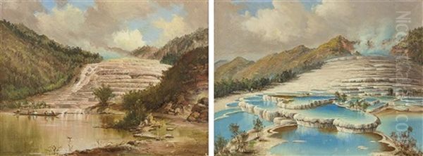 The Pink And White Terraces (diptych) Oil Painting by Charles Blomfield