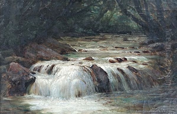 Waterfall Oil Painting by Charles Blomfield