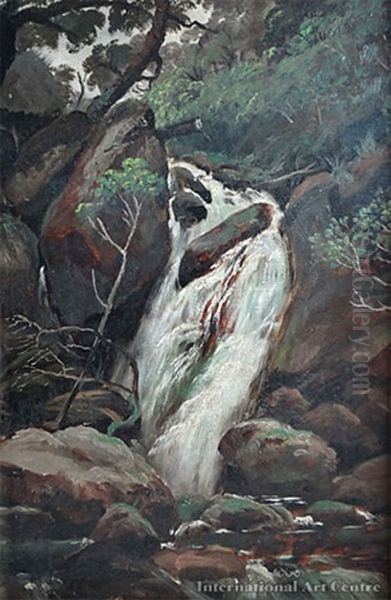 Waterfall Oil Painting by Charles Blomfield