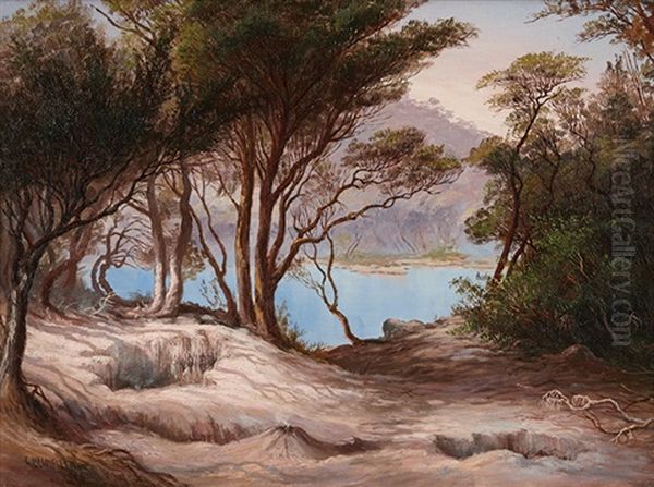 Untitled Lake Scene Oil Painting by Charles Blomfield