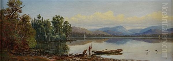 Catlin's Lake Oil Painting by Charles Blomfield