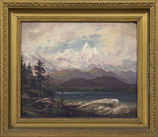 Lake And Mountain Landscape Oil Painting by Charles Blomfield