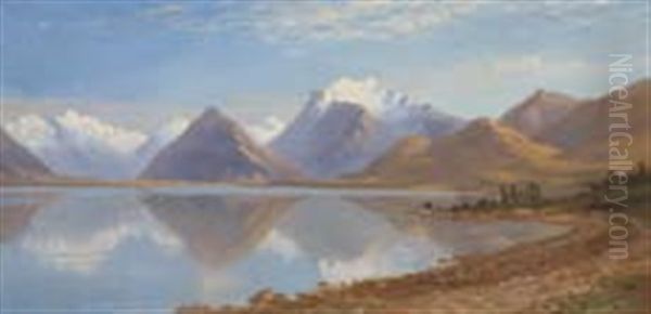 Head Of Lake Wakatipu & Mount Earnslaw Oil Painting by Charles Blomfield