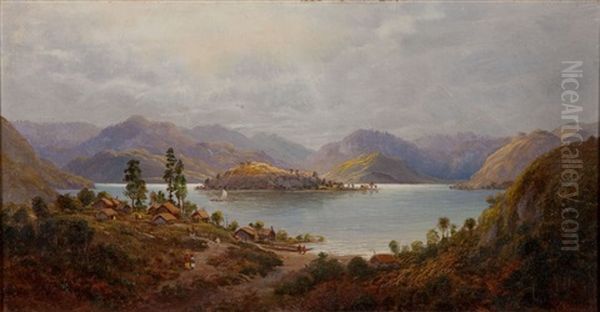 Roto - Kakahi And Motu Tawa Oil Painting by Charles Blomfield