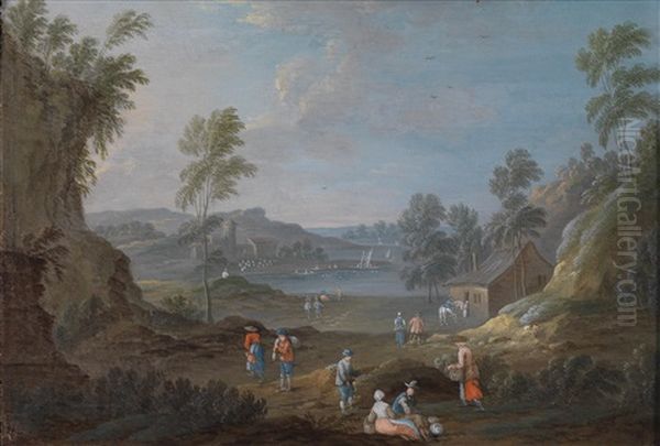 Flusslandschaft Mit Figurlicher Staffage Oil Painting by Maximilian Blommaerdt