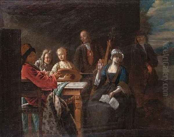 A Musical Company Oil Painting by Maximilian Blommaerdt