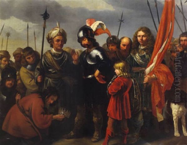 David Wird Die Krone Des Konigs Saul Dargebracht Oil Painting by Reyer Jacobsz. van Blommendael