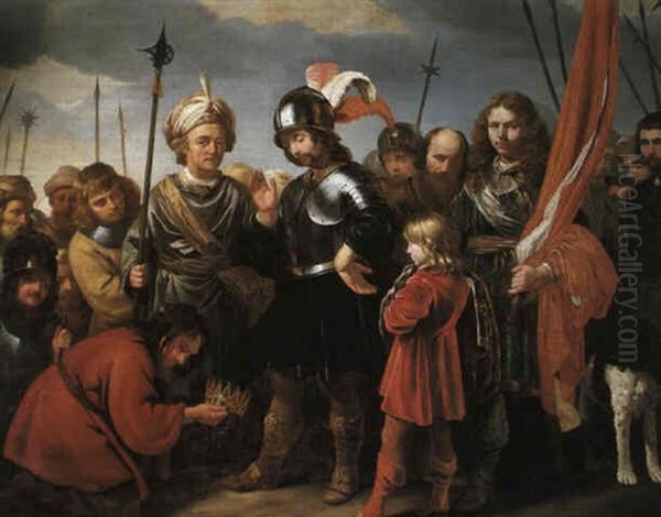 David Being Presented With Saul's Crown Oil Painting by Reyer Jacobsz. van Blommendael