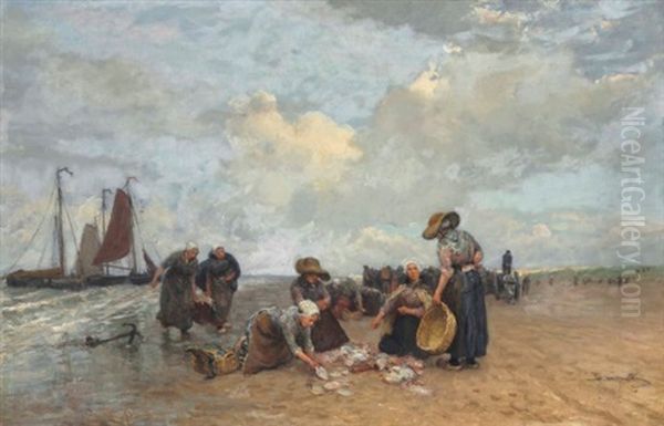 Return Of The Fishing Boats Oil Painting by Bernardus Johannes Blommers