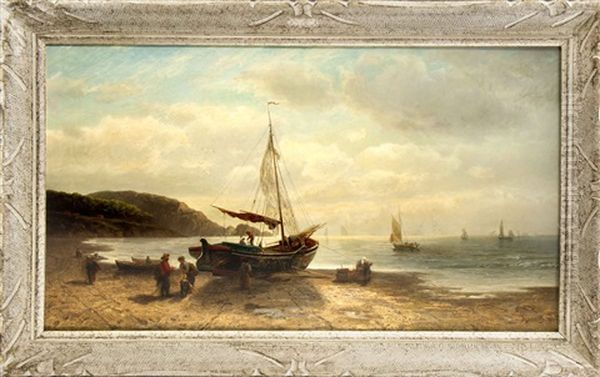 Fischer Am Strand Im Abendlicht Oil Painting by Bernardus Johannes Blommers