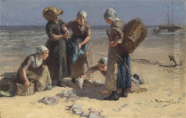 The Catch Oil Painting by Bernardus Johannes Blommers