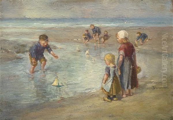 By The Sea Oil Painting by Bernardus Johannes Blommers