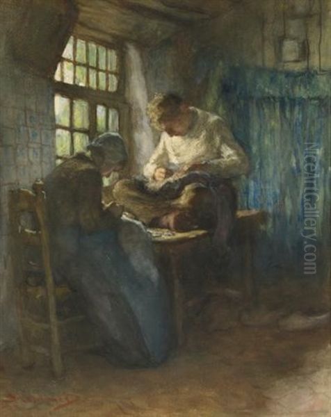 The Village Tailors Oil Painting by Bernardus Johannes Blommers