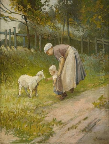 L'enfant Et Le Chevreau Oil Painting by Bernardus Johannes Blommers