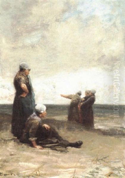 On The Seashore Oil Painting by Bernardus Johannes Blommers