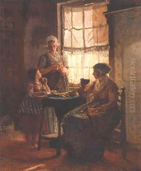 In The Kitchen Oil Painting by Bernardus Johannes Blommers