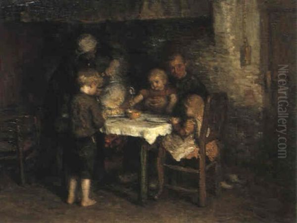 Supper In The Cottage Oil Painting by Bernardus Johannes Blommers