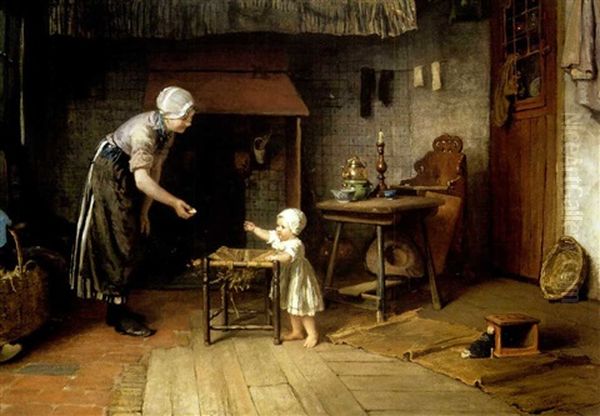 Her First Steps Oil Painting by Bernardus Johannes Blommers