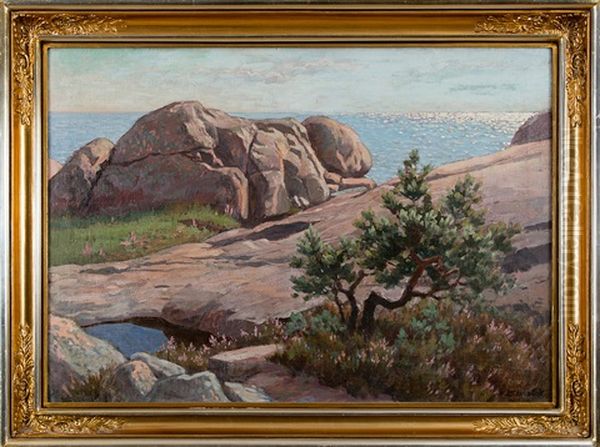 Sunny Cliffs Oil Painting by Vaeinoe Alfred Blomstedt