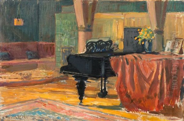 Interior From Hvittorp Oil Painting by Vaeinoe Alfred Blomstedt