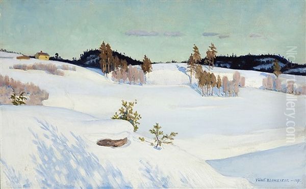 Winter Landscape From Karelia Oil Painting by Vaeinoe Alfred Blomstedt