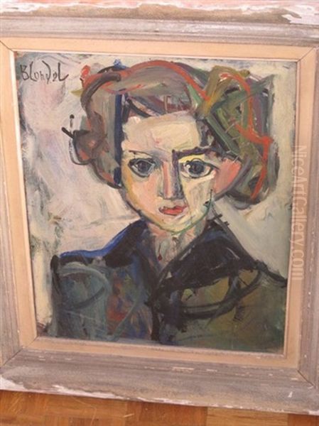 Portrait De Femme Oil Painting by Andre Blondel (Aleksander Blonder)