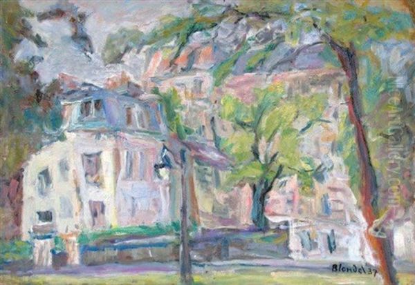 Maisons A Paris Oil Painting by Andre Blondel (Aleksander Blonder)