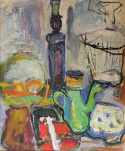 Nature Morte A La Cafetiere Verte Oil Painting by Andre Blondel (Aleksander Blonder)