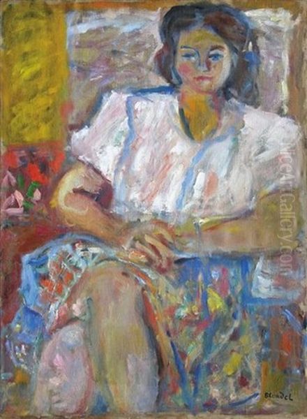 Femme Assise Oil Painting by Andre Blondel (Aleksander Blonder)