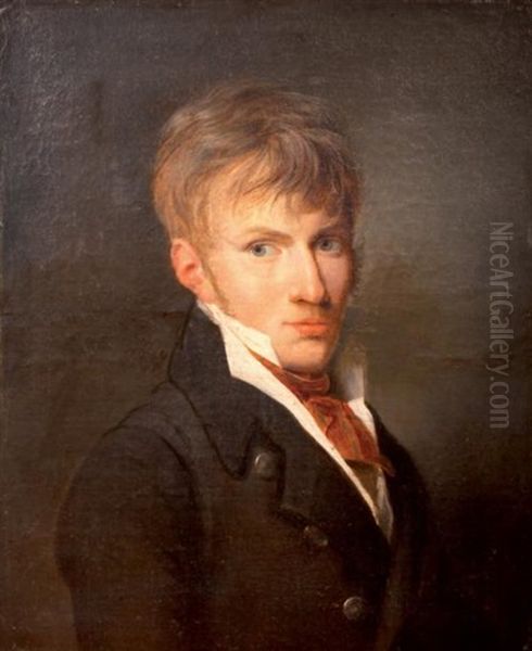 Homme A La Cravate Rouge Oil Painting by Merry-Joseph Blondel