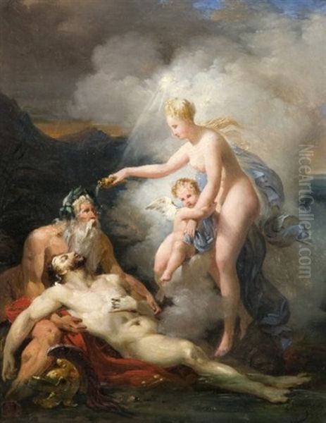 Venus Protegeant Le Corps D'hector De La Corruption Oil Painting by Merry-Joseph Blondel