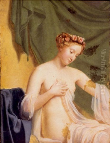 Odalisque A La Draperie Oil Painting by Merry-Joseph Blondel