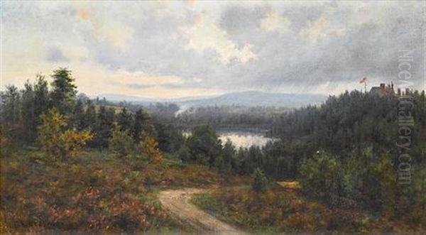 Autumn On A Scottish Lake Oil Painting by Hiram Reynolds Bloomer