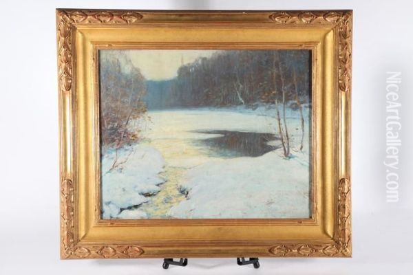 Winter Sunset Oil Painting by Ernest Albert