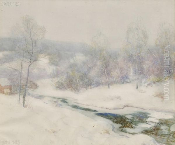 Stream In Winter Oil Painting by Ernest Albert