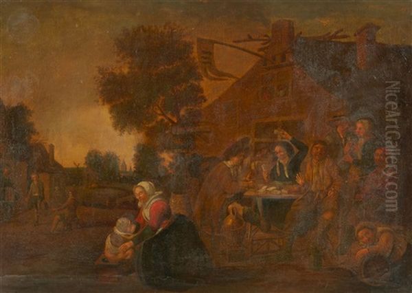 Genre Scene By A Tavern Oil Painting by Pieter de Bloot