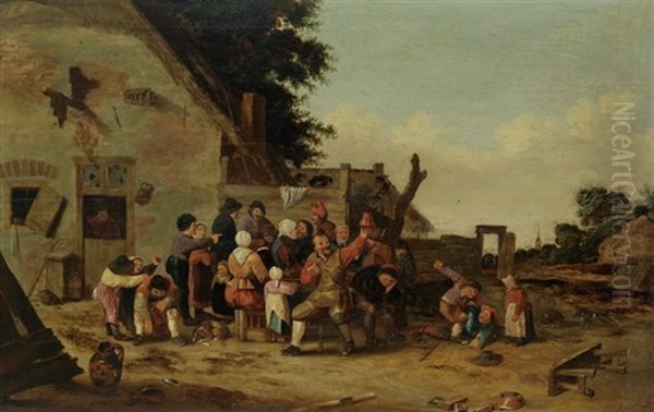 Ausgelassene Gesellschaft Vor Dem Wirtshaus Oil Painting by Pieter de Bloot