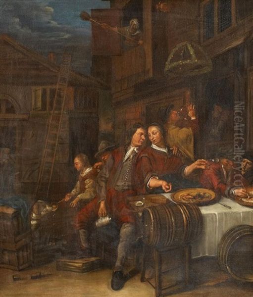 Vor Dem Wirtshaus Oil Painting by Pieter de Bloot