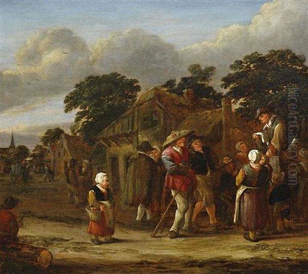 Der Reisende Handler Im Dorf Oil Painting by Pieter de Bloot